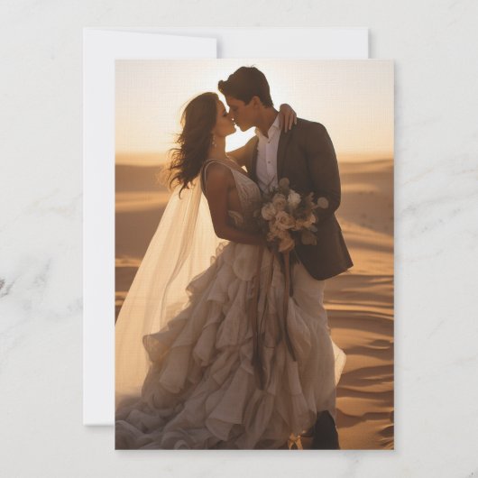 Succulent waterverf groen sinaasappel bruiloft fot kaart (Achterkant)