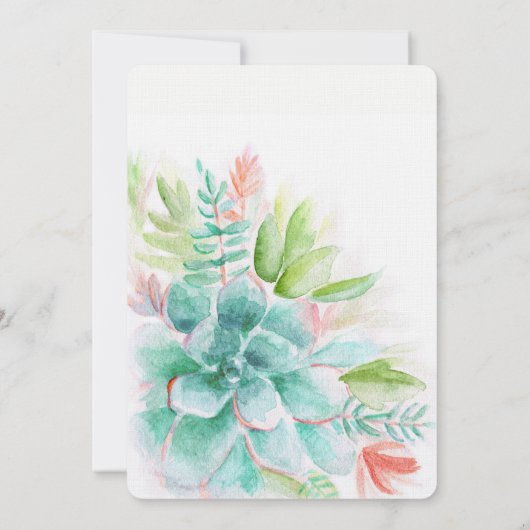 Succulent waterverf groen sinaasappel repetitie di kaart (Achterkant)