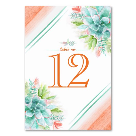 Succulent waterverf groene oranje lijstaantallen kaart (Achterkant)
