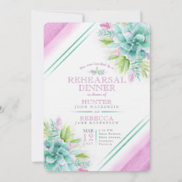 Succulent waterverf groene paarse repetitie diner kaart