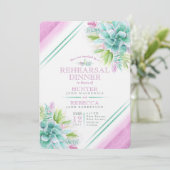 Succulent waterverf groene paarse repetitie diner kaart (Staand voorkant)