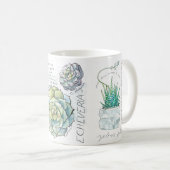 Succulent Waterverf Illustratie koffie Mok (Voorkant rechts)