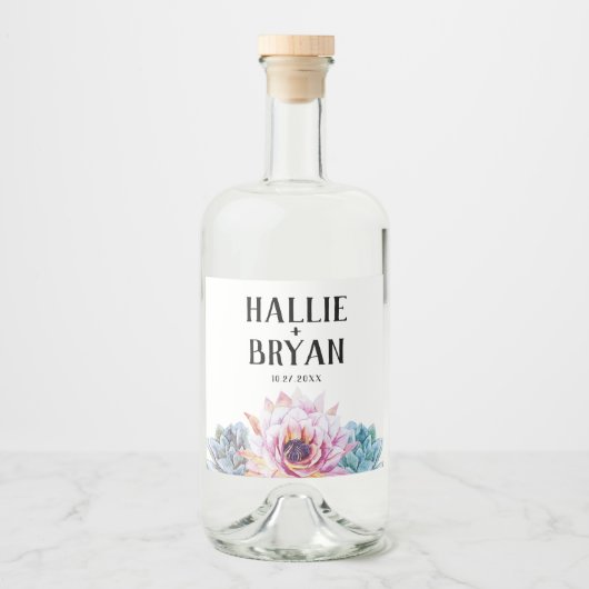 Succulent Wedding Likeurfles Etiket (Voorkant)