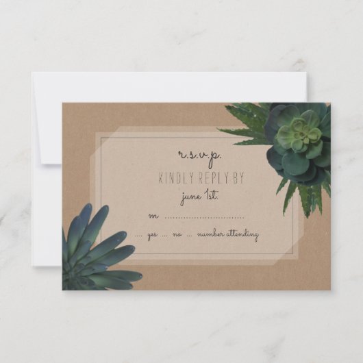 Succulent Wedding RSVP Kaartje (Voorkant)