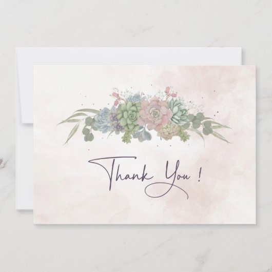 Succulent Wedding Thankyou Card Kaart (Voorkant)