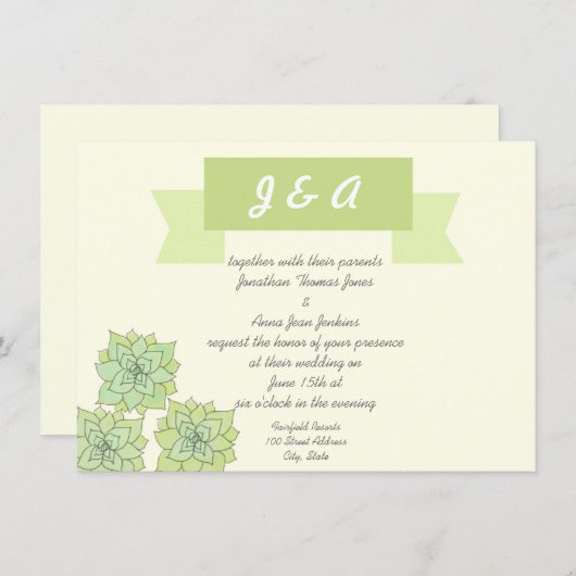 Succulent Wedding Uitnodiging (Voorkant / Achterkant)