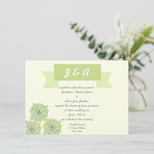 Succulent Wedding Uitnodiging (Staand voorkant)