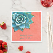 Succulent Wedding Verloving Waterverf Sinaasappel Servetten (Insitu)