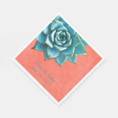 Succulent Wedding Verloving Waterverf Sinaasappel Servetten (Hoek)
