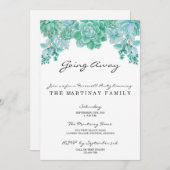 Succulent weggaan partijuitnodiging kaart (Voorkant / Achterkant)