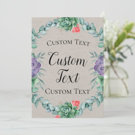 Succulent Welcome Sign 5x7" Kaart (Staand voorkant)