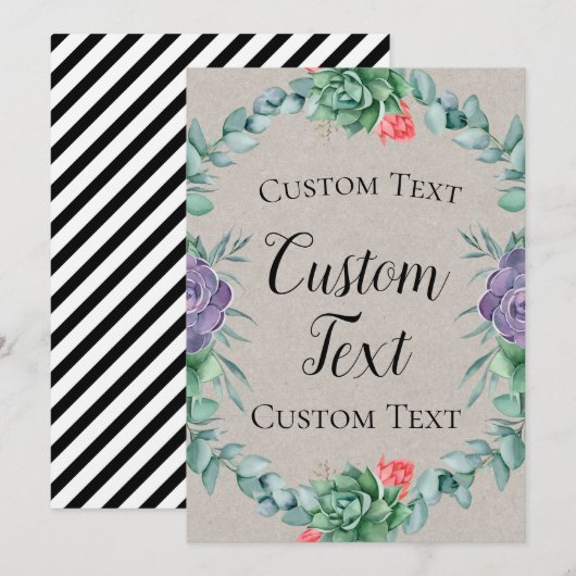 Succulent Welcome Sign 5x7" Kaart (Voorkant / Achterkant)