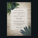 Succulent White Brick Wedding Invitation Kaart<br><div class="desc">Een trouwuitnodiging met succulenten linksboven en rechtsonder.  Pas de tekst in het midden aan.  Achtergrond en achteruit zijn witte baksteen.</div>