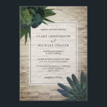 Succulent White Brick Wedding Invitation Kaart<br><div class="desc">Een trouwuitnodiging met succulenten linksboven en rechtsonder.  Pas de tekst in het midden aan.  Achtergrond en achteruit zijn witte baksteen.</div>