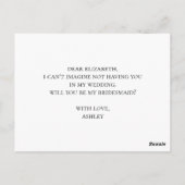 Succulent Will, je bent mijn bruidsmeisje. Blauwe Briefkaart (Achterkant)