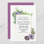 Succulent woestijn Botanical Wedding Invitation Kaart (Voorkant / Achterkant)