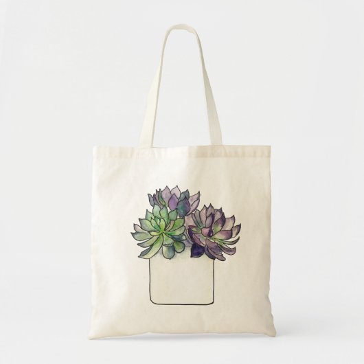 Succulent woestijn-Roos, paars+groene Canvas tas (Voorkant)