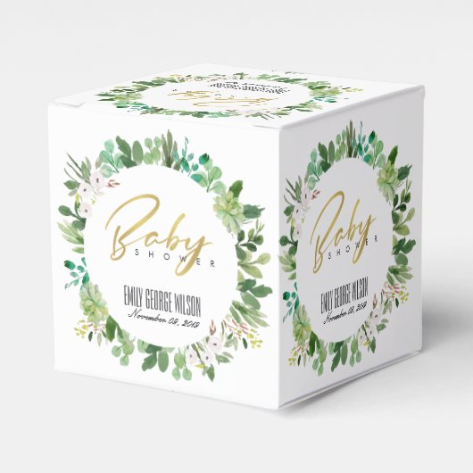 SUCCULENT WREATH FOLIAGE WATERVERF BABY SHOWER BEDANKDOOSJES (Voorkant Zijde)