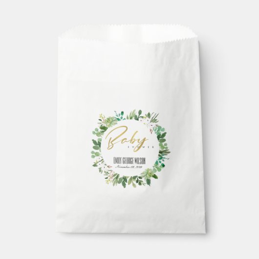 SUCCULENT WREATH FOLIAGE WATERVERF BABY SHOWER BEDANKZAKJE (Voorkant)