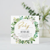 SUCCULENT WREATH FOLIAGE WATERVERF BABY SHOWER KAART (Staand voorkant)