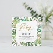 SUCCULENT WREATH FOLIAGE WATERVERF BABY SHOWER KAART (Staand voorkant)