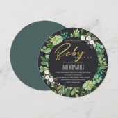 SUCCULENT WREATH FOLIAGE WATERVERF BABY SHOWER KAART (Voorkant / Achterkant)