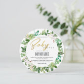 SUCCULENT WREATH FOLIAGE WATERVERF BABY SHOWER KAART (Staand voorkant)