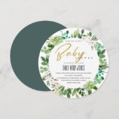 SUCCULENT WREATH FOLIAGE WATERVERF BABY SHOWER KAART (Voorkant / Achterkant)