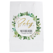 SUCCULENT WREATH FOLIAGE WATERVERF BABY SHOWER MEDIUM CADEAUZAKJE (Achterkant)