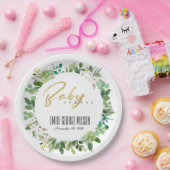 SUCCULENT WREATH FOLIAGE WATERVERF BABY SHOWER PAPIEREN BORDJE (Feest)