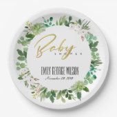 SUCCULENT WREATH FOLIAGE WATERVERF BABY SHOWER PAPIEREN BORDJE (Voorkant)