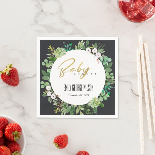 SUCCULENT WREATH FOLIAGE WATERVERF BABY SHOWER SERVET (Insitu)