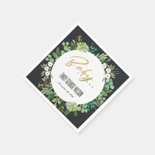 SUCCULENT WREATH FOLIAGE WATERVERF BABY SHOWER SERVET (Hoek)