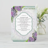 Succulent Zee groen, violet Baby shower Bouquet Kaart (Staand voorkant)