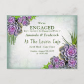 Succulent Zee groen, violet Verloving Bouquet Uitnodiging Briefkaart (Voorkant)