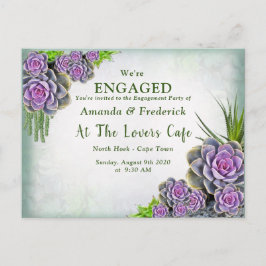 Succulent Zee groen, violet Verloving Bouquet Uitnodiging Briefkaart