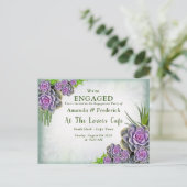 Succulent Zee groen, violet Verloving Bouquet Uitnodiging Briefkaart (Staand voorkant)
