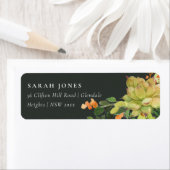 SUCCULENT ZWARTE ORANJE FLORAAL WATERVERF ADRES ETIKET (Insitu)