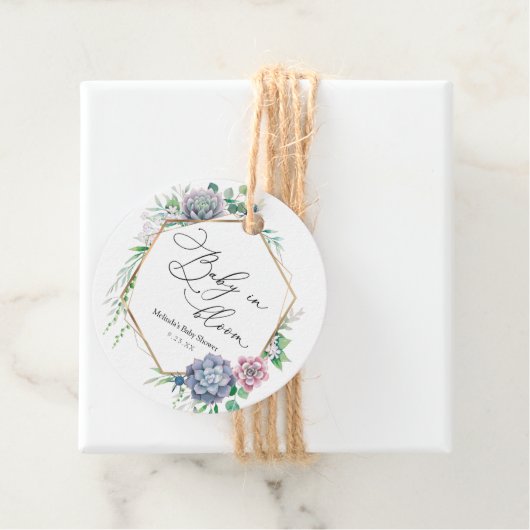 Succulente Baby in Bloom Plant Favor Bedankjes Labels (In situ)