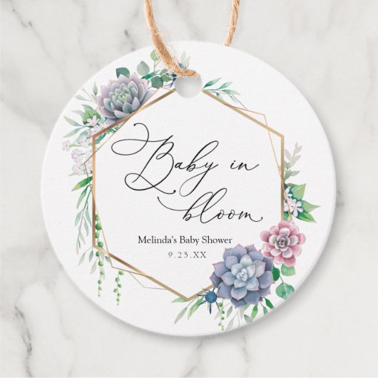 Succulente Baby in Bloom Plant Favor Bedankjes Labels (Voorkant)