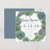 Succulente baby shower-uitnodigingskaart 2 kaart (Voorkant / Achterkant)