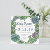 Succulente baby shower-uitnodigingskaart 2 kaart (Staand voorkant)