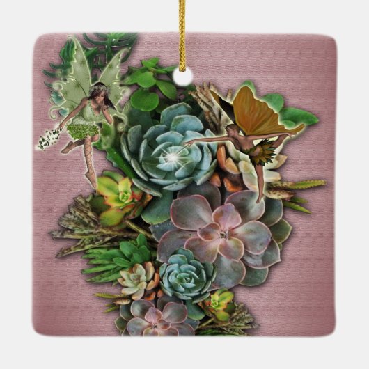 Succulente beeldschermen keramisch ornament (Achterkant)