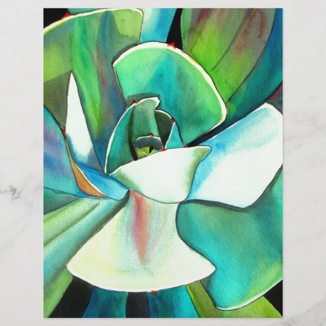 Succulente blauwe en groene woestijnkunst in de wa (Voorkant)