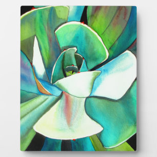 Succulente blauwe en groene woestijnkunst in de wa fotoplaat