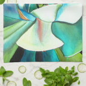 Succulente blauwe en groene woestijnkunst in de wa theedoek (Gevouwen)