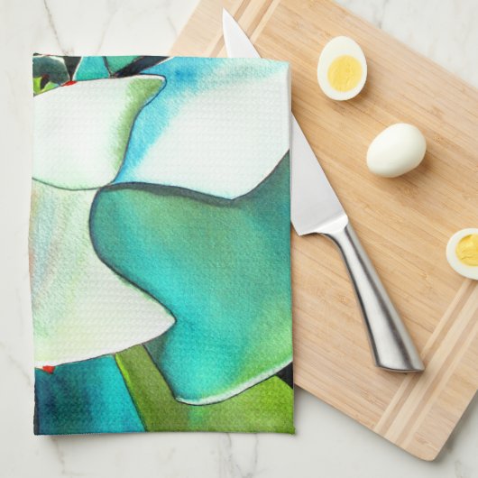 Succulente blauwe en groene woestijnkunst in de wa theedoek (Quarter Fold)