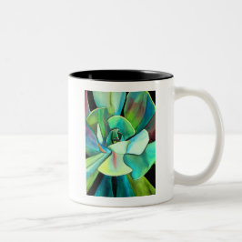Succulente blauwe en groene woestijnkunst in de wa tweekleurige koffiemok