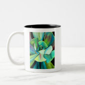 Succulente blauwe en groene woestijnkunst in de wa tweekleurige koffiemok (Links)