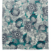 succulente blauwe indigoo douchegordijn (Voorkant)